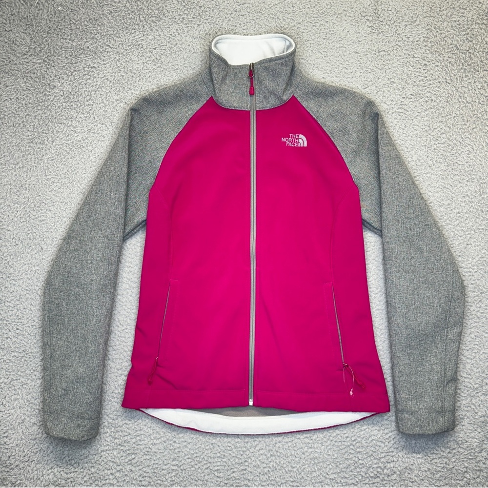 The North Face Windbreaker Jacket Womens Small Pink Grey Soft Shell Windwall